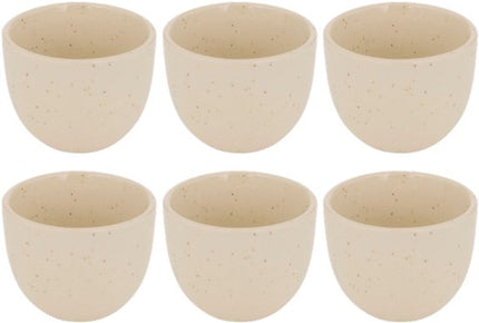 Espressokopjes - Espressoglaasjes - Kleine Koffiekopjes - Set van 6 - Keramische Koffiekopjes - Faience - Vaatwasser- & Magnetronbestendig - 100 ml - Crème