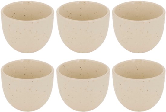 Espressotassen - Espressogläser - Kleine Kaffeetassen - 6er-Set - Keramiktassen - Steingut - Spülmaschinen- & Mikrowellengeeignet - 100 ml - Creme
