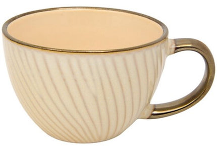 Mok - Ontbijtkom - Keramische Ontbijtbeker - Set van 6 - Grote Koffiemok - Soepkom met Oor - Fajance Kom voor Ontbijt, Muesli en Soep - 420 ml - 14.5 x 11.6 x 7.8 cm - Wit