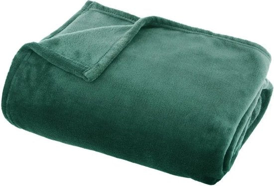 Atmosphera Plaid blanket - green - polyester - 130 x 180 cm - Sofa blanket - Fleece throw