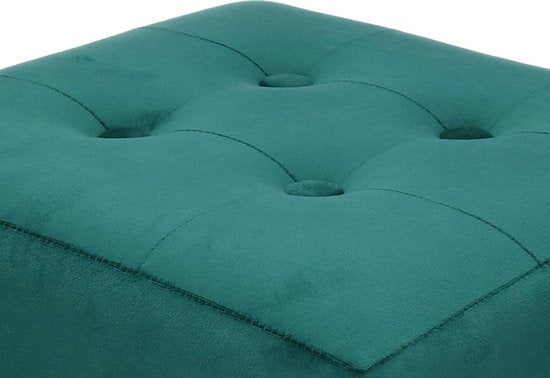 Atmosphera sitting stool/side chair/pouffe - wood/fabric - blue velvet - D35 x H35 cm