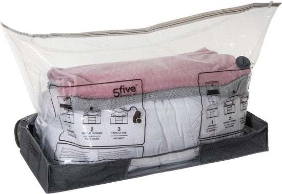 5Five opbergzak voor dekbed met vacuümzak – antraciet, 100 x 45 x 15 cm – foto 6