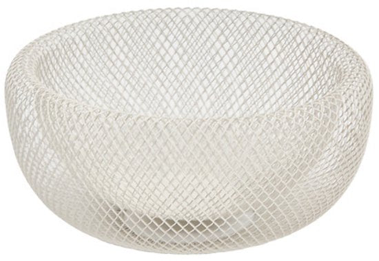 Fruitmand - Metalen Fruitschaal - Decoratieve Fruitmand - Moderne Fruitschaal Keuken - Open Draadmand voor Fruit - Stalen Opbergmand - Ø27.7 x 12.4 cm - Beige