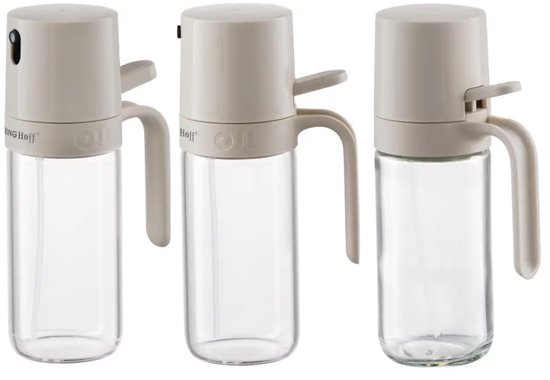 Kinghoff olie- en azijnspray, set van 2 – glazen spuitfles 250 ml, beige – foto 7