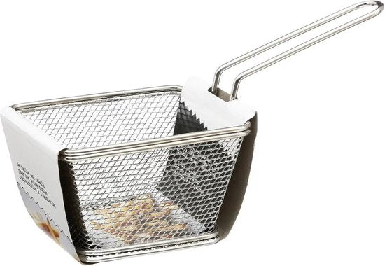 Secret de Gourmet Fries basket / serving basket - silver - stainless steel - 20.5 x 9 x 11 cm - Serving fries / snacks in a basket