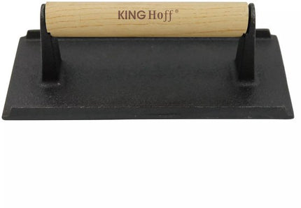 Kinghoff KH-1758 - Gietijzeren Hamburgerpers - Ergonomische Houten Handgreep
