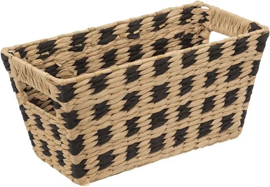 5Five Wicker storage basket - braided - beige/black - 31 x 15 x 1 - Cupboard/bathroom baskets