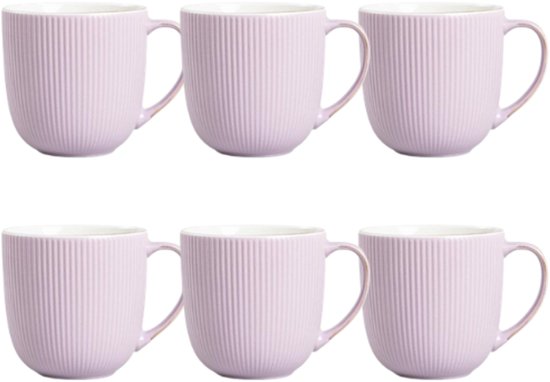 Homla - Mug - Coffee Mug - Tea Mug - Set of 6 - Large Cup - Dishwasher-safe Mug - Modern Tableware Mug - Ceramic - 350ml - Purple