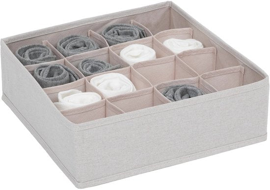 Schubladen-Organizer Kleiderschrank 16 Fächer Five® - Dressy + - Beige - Faltbar