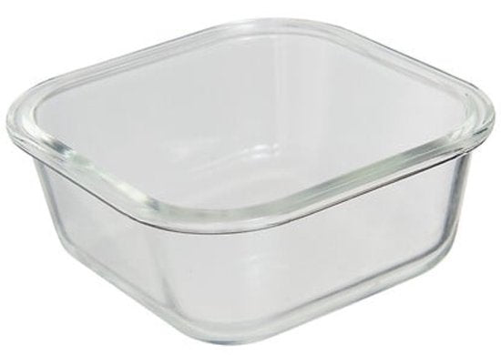 Clipeatplus Glass Food Storage Container - Meal Prep & Food Container - Borosilicate Glass Storage Box - Microwave & Dishwasher Safe - Square - 0.5 Liters - approx. 15.2 x 15.2 x 6.9 cm - Transparent