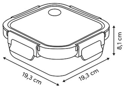 Clipeatplus Glazen Vershoudbakje - Meal Prep & Voedselcontainer - Bewaardoos van Borosilicaatglas - Magnetron & Vaatwasser Bestendig - Vierkant - 1.1 Liters - ca. 19.3 x 19.3 x 8.1 cm - Transparant