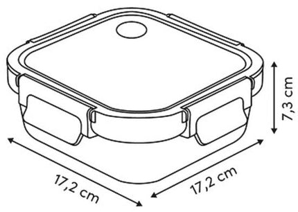 Clipeatplus Glazen Vershoudbakje - Meal Prep & Voedselcontainer - Bewaardoos van Borosilicaatglas - Magnetron & Vaatwasser Bestendig - Vierkant - 0.75 Liters - ca. 17.2 x 17.2 x 7.3 cm - Transparant
