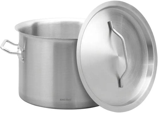 KingHoff Cooking Pot - Large Soup Pot - Stockpot with Lid - for Soup, Pasta & Stews - Induction Suitable - 14L - Stainless Steel - Ø30 x 20 cm - Silver