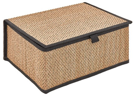 Aufbewahrungsboxen-Set - Organizer-Set - 3er-Set (S, M, L) - Bambus-Aufbewahrungsbox - S M L - Aufbewahrungsbox mit Deckel - Nachhaltiger Ordnungshelfer für Schrank & Schreibtisch - Rechteckig - ca. 25 x 18 x 11,5 cm - Bambus & Schwarz
