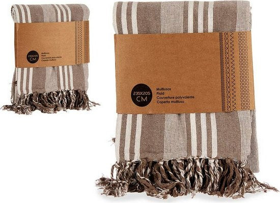Multifunctionele sjaal met strepen – beige en wit, 205 x 235 cm – foto 2