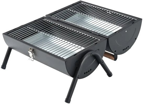Kinghoff draagbare houtskoolbarbecue met deksel – 41 x 25 x 38 cm, zwart – foto 3