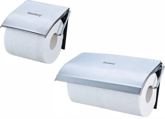 Kitchen Roll Holder + Toilet Paper Holder Set – Stainless Steel – Modern Design – Easy to Install – 25 x 13.5 x 2 + 12 x 12.3 x 1.6 cm