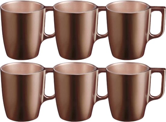 Tasse - Moderne Kaffeetassen - Glastasse - 6er-Set - Luxuriöse Trinkgläser für Kaffee & Tee - 250 ml - 10,4 x 10,4 x 9,2 cm - Schokolade