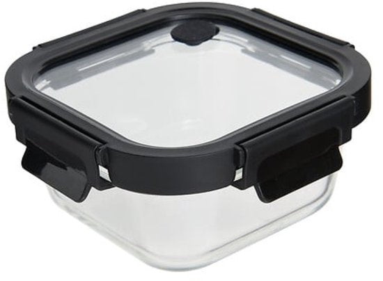 Clipeatplus Glass Food Storage Container - Meal Prep & Food Container - Borosilicate Glass Storage Box - Microwave & Dishwasher Safe - Square - 0.5 Liters - approx. 15.2 x 15.2 x 6.9 cm - Transparent