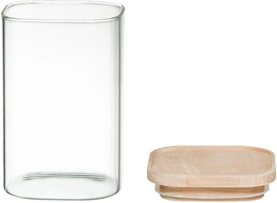 4er-Set Vorratsgläser / Vorratsbehälter aus Glas mit Holzdeckel - 500 ml - 1000 ml - Vorratsgläser mit luftdichtem Deckel