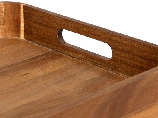 5Five Design acacia wood tray - 40 x 30 x 5 cm - light brown - High raised edge - for glasses and cups