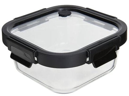Vershoudbakjes - Set van 4 - Bewaarbakjes met Deksel - Magnetronbestendige Lunchbox - Voedselcontainer - Vierkante - 750ml - Borosilicaat Glas - 17.2 x 17.2 x 7.3 cm - Transparante en Zwart Deksel