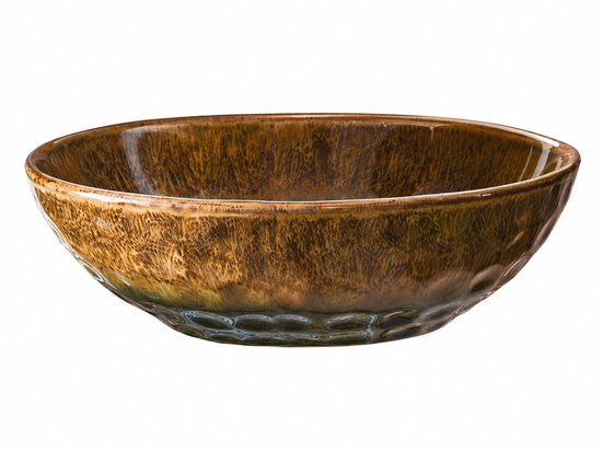 MPLCo - Ceramic Bowl - Serving Dish - Breakfast Bowl - Soup Bowl - Salad Bowl - Dishwasher Safe - Oven and Microwave Safe - Organic Shape - Ceramic - 500 ml - Ø18 cm - Green and Brown