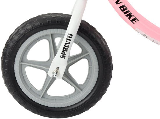 SPRINTO Balance Bike - Loopfiets - Kinder Loopfiets Met Luchtbanden - Verstelbaar Zadel & Stuur - Lichtgewicht Stalen Frame - Voor 2-5 Jaar - 12inch - Roze