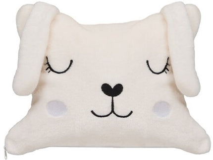 2-in-1 Knuffelkussen en Dekentje - Met Rits - Deken & Kussen - Voor Kinderen - Hondenontwerp - Polyester - 150 x 100 cm - Wit