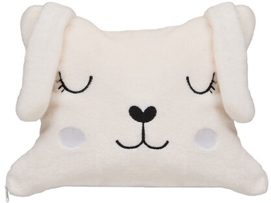2-in-1 Kuschelkissen und Decke - Mit Reißverschluss - Decke & Kissen - Für Kinder - Hunde-Design - Polyester - 150 x 100 cm - Weiß