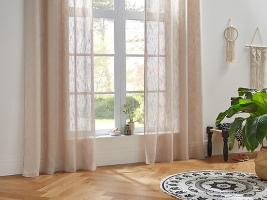 Alton vitrage gordijn beige, 140 x 240 cm – sheer curtains in linnenlook