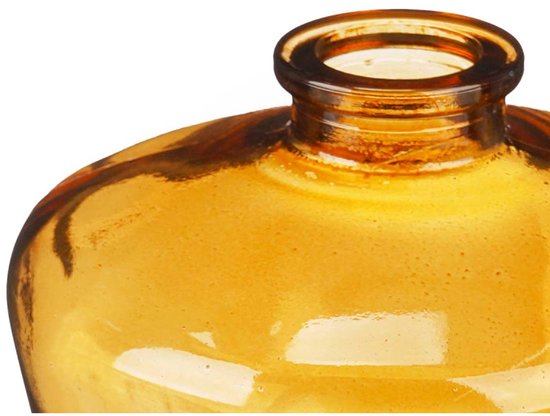 Glazen vaas Amber 13 cm – decoratieve diamond glass jar – woonaccessoire - Ø10, 5 cm