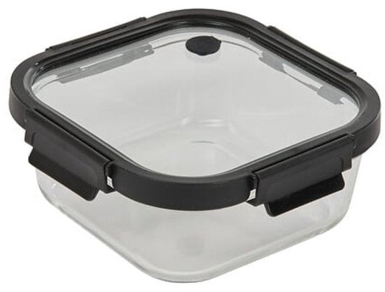 Clipeatplus Glazen Vershoudbakje - Meal Prep & Voedselcontainer - Bewaardoos van Borosilicaatglas - Magnetron & Vaatwasser Bestendig - Vierkant - 1.1 Liters - ca. 19.3 x 19.3 x 8.1 cm - Transparant
