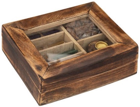 Atmosphera Taly Räucherwerk-Geschenkset – Mangoholz-Box mit 100 Räucherstäbchen und 40 Räucherkegeln – 15 x 13 x 4 cm