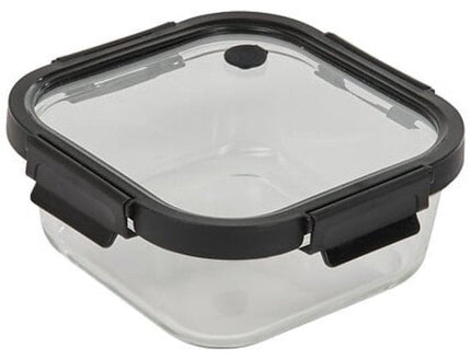 Vershoudbakjes - Set van 2 - Bewaarbakjes met Deksel - Magnetronbestendige Lunchbox - Voedselcontainer - Vierkante - 1.1 Liter - Borosilicaat Glas - 19.3 x 19.3 x 8.1 cm - Transparante en Zwart Deksel