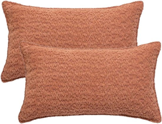 Bankkussen - Sierkussen - Decoratief Kussen - Set van 2 - Lendekussen Woonkamer - Rechthoekig - Polyester - 30x50 cm - Terracotta