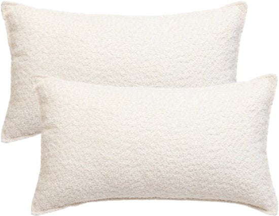 Bankkissen - Zierkissen - Dekokissen - 2er-Set - Lendenkissen Wohnzimmer - Rechteckig - Polyester - 30 x 50 cm - Elfenbein