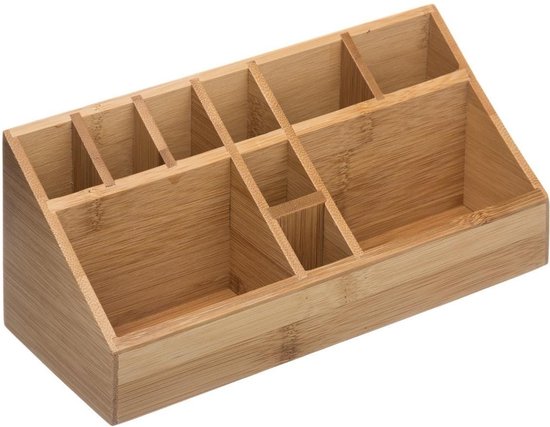 Make-up organizer 10 vakken 23 x 9 cm van bamboe - Nagellak houder - Make-up houder - Organizers