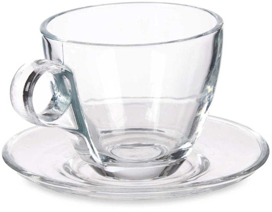 Vivalto Kaffeetasse mit Untertasse – Set à 6 Stück – Glas – 170 ml