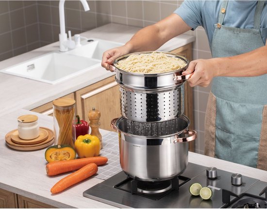Klausberg 7739 kookpan met pasta-inzet – 2-delig, 24 cm, 7,5 liter, RVS – foto 2