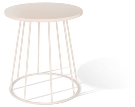 Salontafel en bijzettafel latte Ø 38 cm metaal beige rond compact