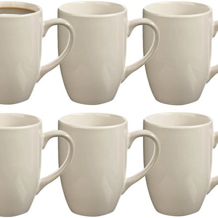5Five Koffiemokken Colorama - 6x stuks - Keramiek - wit - 380 ml - 9 x 11 cm
