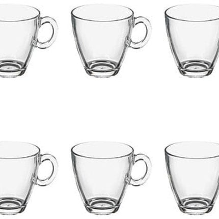 Sia Glazen Mok Set - Koffiemok - Set van 6 - Kleine Theemok van Glas - Moderne Drinkbeker - Magnetron & Vaatwasser Bestendig - ca. 8.2 x 8.2 x 8.2 cm - 215ml - Transparant