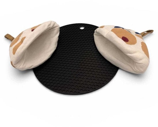 Hage - Gietijzeren Kookpot - Geëmailleerde Braadpan met Deksel - Stoofpan voor Inductie & Oven - Ovenvaste Kookpan - Inclusief Siliconen Pannenhouder & 2 Handvatten - 3 Liters - Ø22 x 13 cm - Olijfgroen