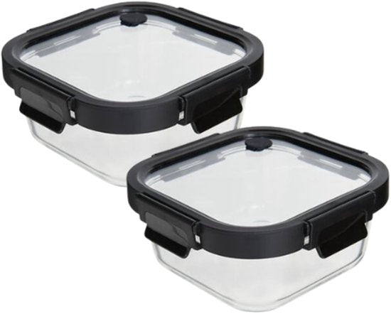 Glass Food Storage Containers with Lids – Set of 2 – 750 ml