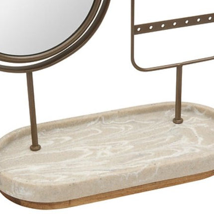 Spiegel - Decoratieve Spiegel - Staande Spiegel - Tafelspiegel - Tafeldecoratie - Voor Woonkamer & Interieur - Polyresin - 25.5 x 11.8 x 27 cm - Beige