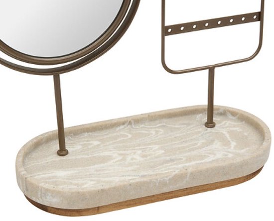 Spiegel - Decoratieve Spiegel - Staande Spiegel - Tafelspiegel - Tafeldecoratie - Voor Woonkamer & Interieur - Polyresin - 25,5 x 11,8 x 27 cm - Beige