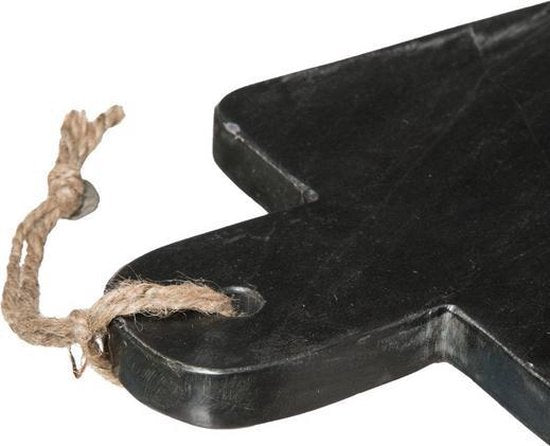 Schneidebrett - Servierbrett aus schwarzem Marmor und Mangoholz 30 x 15 cm | Marmor-Schneidebrett
