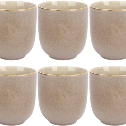 Forest Beker Mok - Koffiemok - Theekopje - Set van 6 - Compact & Modern Design - Aardewerk - 260ml - Grijsgroen