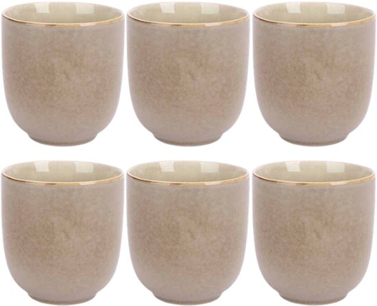 Forest Beker Mok - Koffiemok - Theekopje - Set van 6 - Compact & Modern Design - Aardewerk - 260ml - Grijsgroen